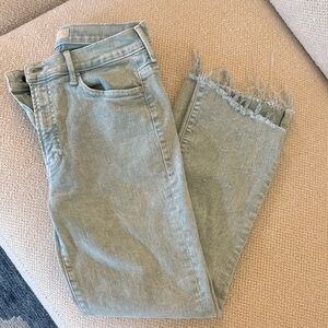 MOTHER Light Blue Frayed Cropped Jeans